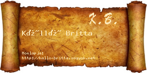 Kálló Britta névjegykártya